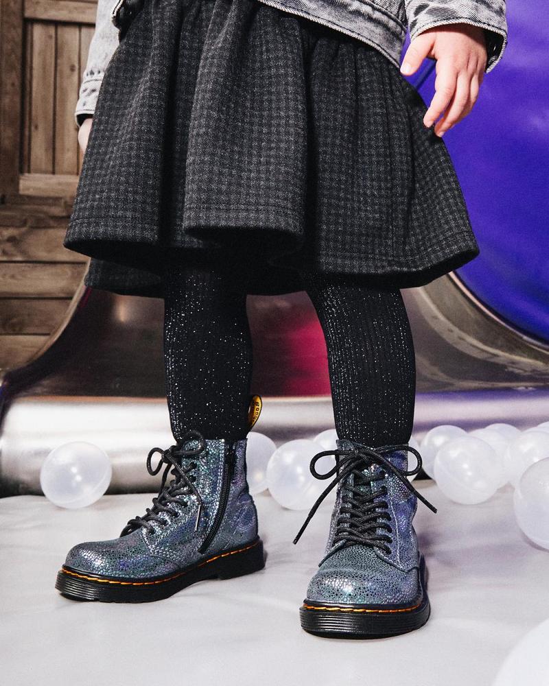 Dr Martens Toddler 1460 Pascal Iridescent Snørestøvler Børn Metal | DK 698JPQ